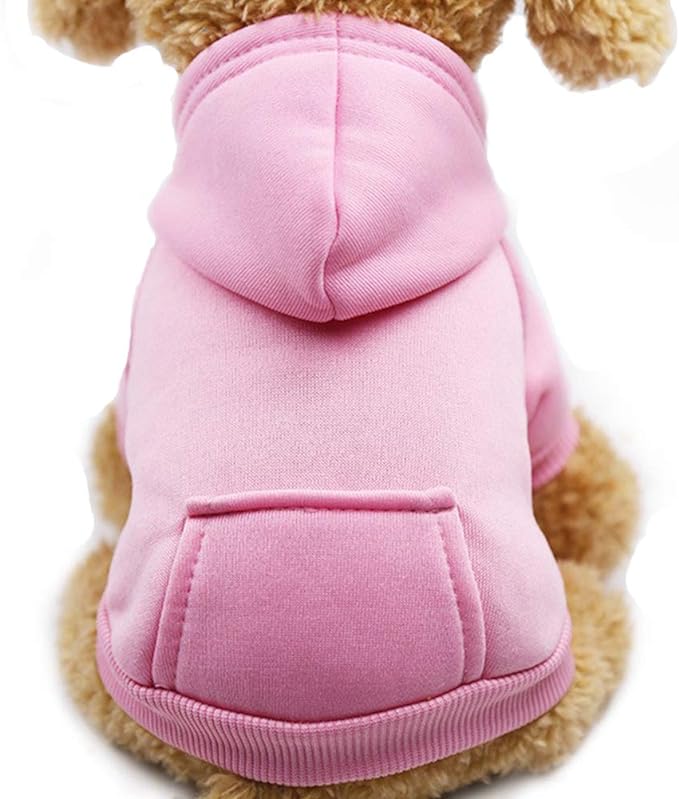 JJecikelon Soft Dog Hoodies for Small Dogs, Fleece Puppy Sweatshirt with Pockets, Warm Winter Cold Weather Coats for Pet Cat, Cute Clothes Puppy Costume (Pink, Medium)