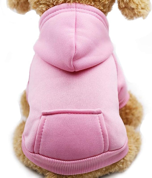 JJecikelon Soft Dog Hoodies for Small Dogs, Fleece Puppy Sweatshirt with Pockets, Warm Winter Cold Weather Coats for Pet Cat, Cute Clothes Puppy Costume (Pink, Medium)