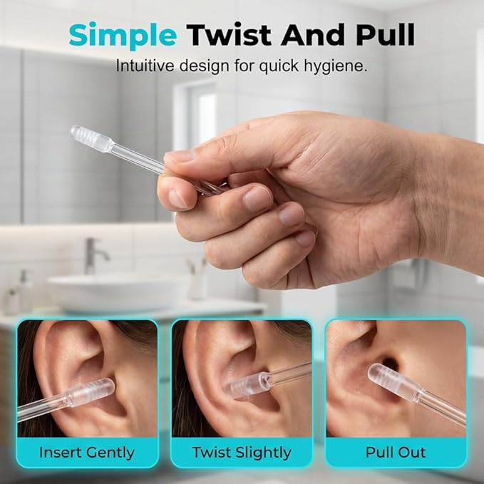 Sticky Ear Cleaning Stick, 2026 New Sticky Ear Cleaner Picks, Ear Wax Removal Tools, Ear Pick Cleaning Stick for Adults, Reusable Earwax Adhesive Cleaning Tools for Daily Ear Care (48pcs, Large)
