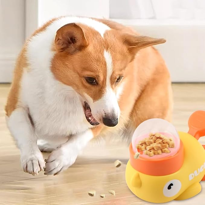 Interactive Dog Puzzle Toy & Slow Feeder, Duck Shape Cat Treat Dispenser for IQ Training, Anti-Gulping to Reduce Bloating, with Anti-Slip Pads for Small Medium Pets