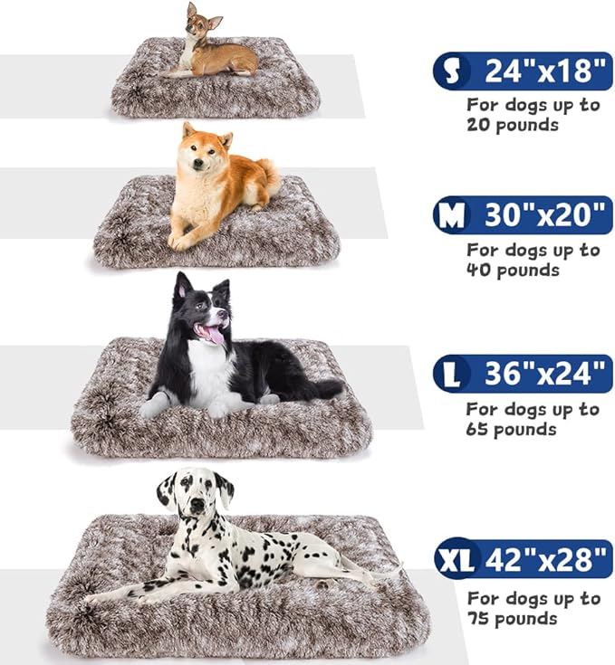 Dog Crate Pad for Large Dogs, 36 inch, Deluxe Plush Anti-Slip Pet Bed, Fully Kennel Pad