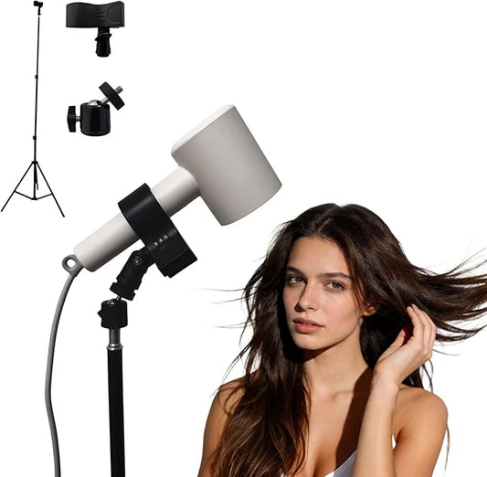 Hair Dryer Holder Stand, Hands Free Blow Dryer Stand with Clamp, Adjustable Height & 360° Rotating Hair Dryer Stand for Home & Salon Styling, Foldable & Stable