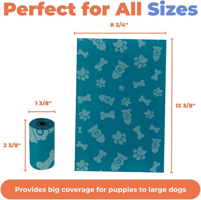 Best Pet Supplies Dog Poop Bags for Waste Refuse Cleanup, Doggy Roll Replacements for Outdoor Puppy Walking and Travel, Leak Proof and Tear Resistant, Thick Plastic - Turquoise, 150 Bags