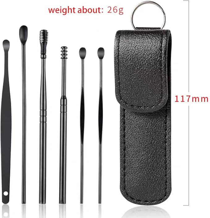 18 Pcs Ear Wax Removal Kit- Ear Cleaner Tool Stainless Steel- Portable Spiral Cleaning Tools with Storage Box for Adults (18 Pcs)