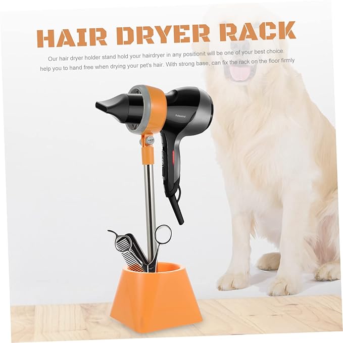 Floor-Standing Hair Dryer Holder Punch-Free Rack for PET Grooming Adjustable Height Stand for Easy Storage for Home and Salon Use