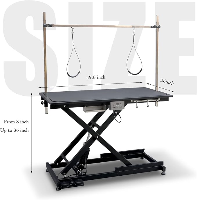 49.6” Pet Dog Grooming Table Adjustable Professional Trimming Table with Arms,Noose for Large Cat Shower Table, Maximum Capacity Up to 330LBS