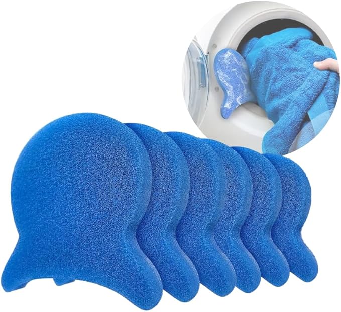 6 Pack Reusable Washing Machine Lint Remover Sponge, Lightweight Laundry Pet Hair Catcher Sponge, Easy to Use Lint & Fluff Cleaner for Clothes, Efficient Hair Absorber for All Washer Types
