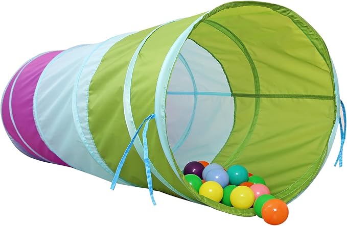 Crawling Kids Play Tunnel [ Pop Up Portable Rainbow Tunnel ] for Children, Toddlers, Boys & Girls, Pet, Dogs & Cats, Indoor & Outdoor Toys (Purple, Blue, Green)