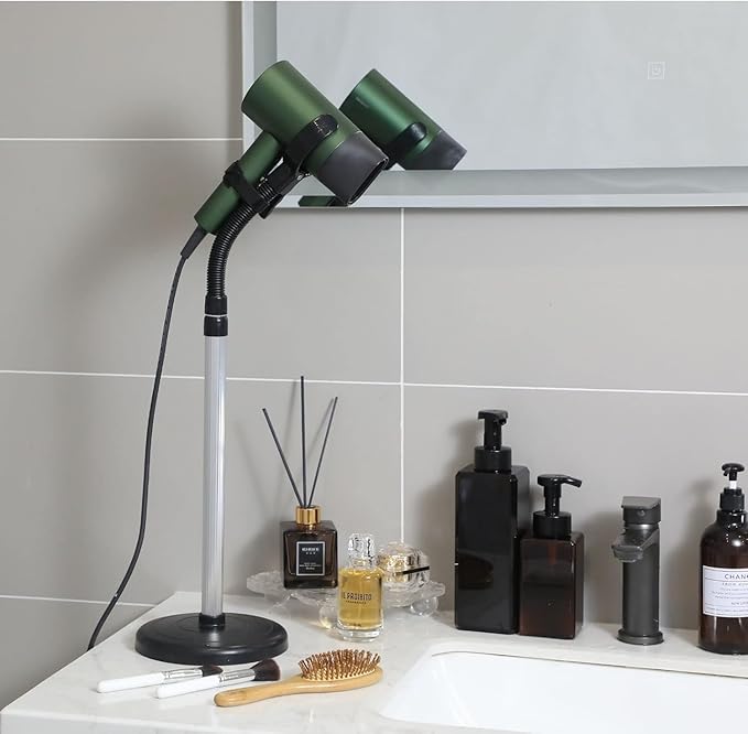 Hair Dryer Holder Stand, Blow Dryer Holder with Heavy Base Hands-Free 360 Degree Rotation, Adjustable Height Countertop Blow Dryer Holder, Good Ideas for Gifts,Birthday,Weddings,Holidays