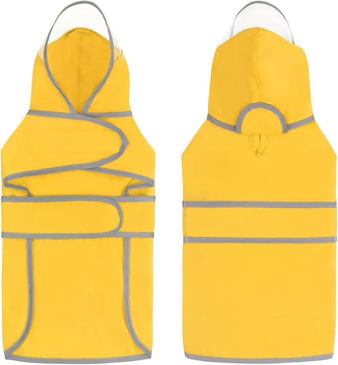 HDE Dog Raincoat with Clear Hood Rain Jacket Poncho for Small Medium Large Dogs Yellow - XL
