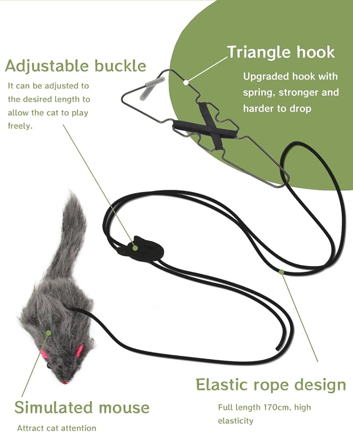 CAPHONT Hanging Interactive Cat Toy for Indoor Cats, 3 Pack Retractable Cat Feather Toy Kitten Toys with Bell/Elastic Rope/Adjustable Buckle for Play Chase Exercise Teaser