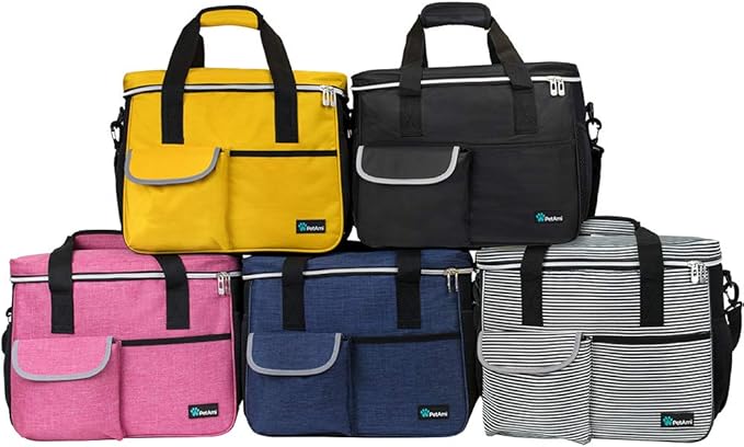 PetAmi Dog Travel Bag, Travel Pet Bag Organizer, Dog Food Travel Bag with Container Collapsible Bowls, Pet Travel Supplies Gift Accessories for Weekend Camping, Puppy Cat Diaper Bag, Pink Medium