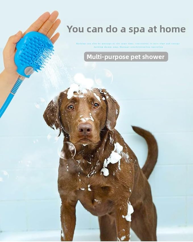 2026 New Pet Shower Sprayer with Massage Head, Blue Silicone Dog and Cat Bath Hose, 2m Length with 2 Adapter Interfaces