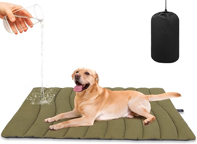 BINGPET Outdoor Travel Dog Bed for Large/Medium Dogs,Portable Waterproof Camping Mat with Carry Bag,Foldable Outside Bed,Machine Washable Indoor Pet Mat for Small,Medium and Large Dogs 26"x43"