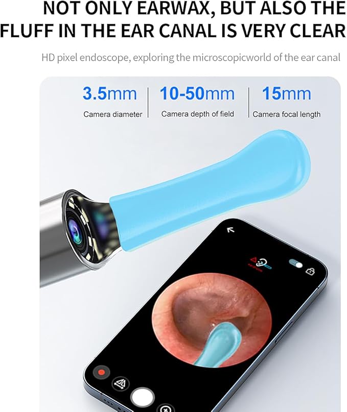 Ear Wax Removal Kit,Earwax Removal Tools with 1080P HD Camera and 6 LED Lights,IP67 Waterproof,Multi-Purpose 8 Pcs Ear Cleaning Kit,Easy to Use,Ear Cleaner with Camera for iOS and Android