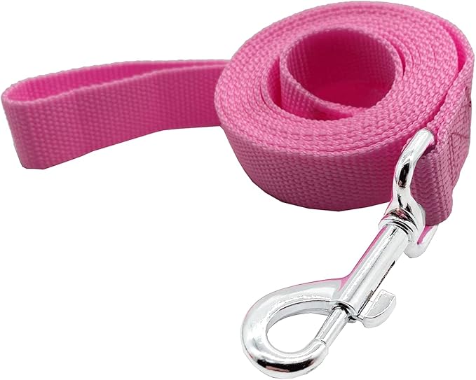 Nylon Dog Training Leash, Traction Rope, 4Ft /5 Foot /6 Feet Long, 5/8 inch 3/4 Inch 1 Inch Wide, for Small and Medium Dogs (5/8'' x 4 FT, Pink)