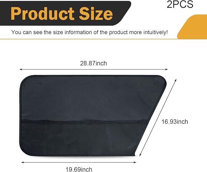 2 PCS Dog Car Door Protector, Scratch-resistant Car Door Protector Cover with Mesh Storage Pocket, Waterproof Oxford Cloth Pet Auto Doors Cover, Universal for Car SUV Truck (Black)