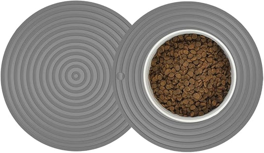 2 Pack Silicone Pet Food Mat, Small Rubber Mat for Cat & Dog Bowl, Cat Food Mat, Waterproof Placemat Protect Floor Around Food and Water Bowl, 9.5"x9.5"