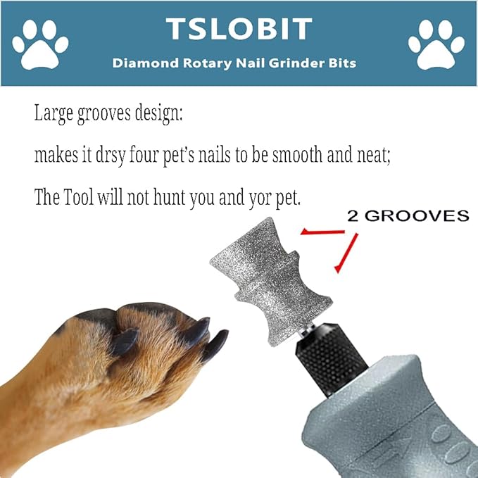 Diamond Dog Nail Grinder Attachment,1/8'' Pet Nail Grinder Wheel for Dog Nail Grinder, Diamond Rotory Bit for Dogs&Pets Nail Care (Large V)