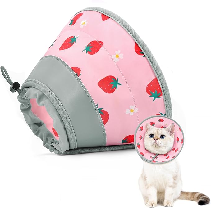 Cat Cone Collar Soft to Stop Licking, Adjustable, Foldable Lightweight Kitten Cones After Surgery Recovery for Cats & Kittens, Cat Cone Alternative, Easy Eating (Pink, M)