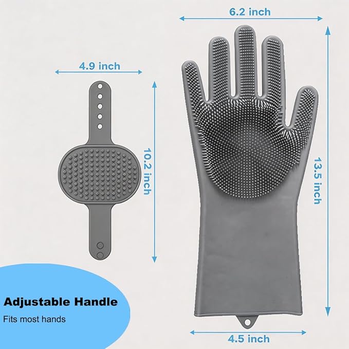 3PCS Dog Bath Supplies - Dog Washing Gloves and Pet Shampoo Brush, Wash Mitt with 3000 Soft Bristles, Adjustable Handle Scrubber for Bath, Massage and Grooming