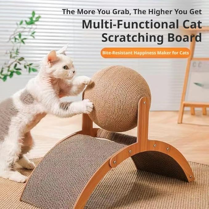 Interactive Cat Scratcher, Cat Scratching Post Design with Arch Bridge Balls-Stylish CatScratching Board, Natural Sisal Scratcher Ball, Fun and Engaging Scratching Post for Exercise