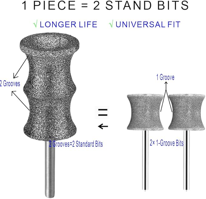 Diamond Dog Nail Grinder Bits Attachments for Dremel 7760 7350 7300 - 1/8'' 80 Grit Replacement Heads Refills & Tip for Most Pet Grinders - Painless & Safe for All Dogs Cats Thick Tough Nails Grooming