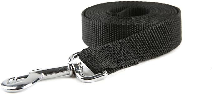 Nylon Dog Training Leash, Traction Rope, 4Ft /5 Foot /6 Feet Long, 5/8 inch 3/4 Inch 1 Inch Wide, for Small and Medium Dogs (5/8'' x 6 FT, Black)