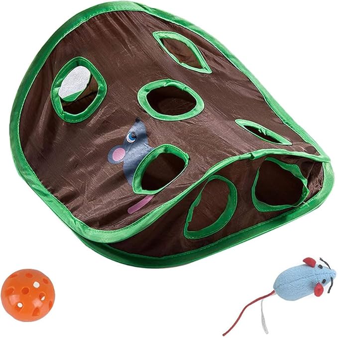 balacoo Cat Tunnel Toy Nine-Hole Interactive Pet Tunnel with Soundable Mouse Design for Indoor Cats 12.59X12.59X5.11In Stimulates Exploration and Play