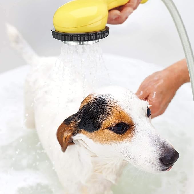 CONAIRPRO Dog & Cat Deluxe Indoor/Outdoor Pet Washer, Dog Shower Attachment with Dual Connectors to Easily Attach, Soft Rubber Massage Fingers, Dual Spray Modes