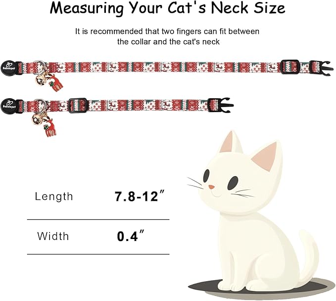 2 Pack Christmas Cat Collars - Breakaway Cat Collar with Bell, Christmas Tree and Reindeer Pendant, Winter Adjustable Kitten Collars for Girl Boy Cats, Pink Santa &Fair Isle