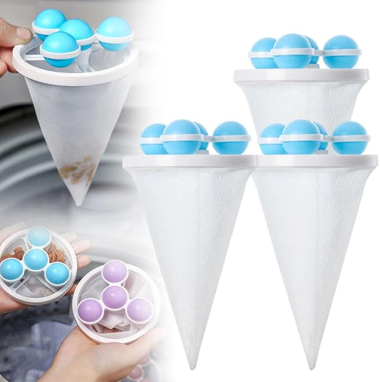 3Pcs Pet Hair Remover for Laundry, 2026 New Floating Hair Filtering Mesh Removal, Reusable Lint Catcher for Washing Machine (Blue)