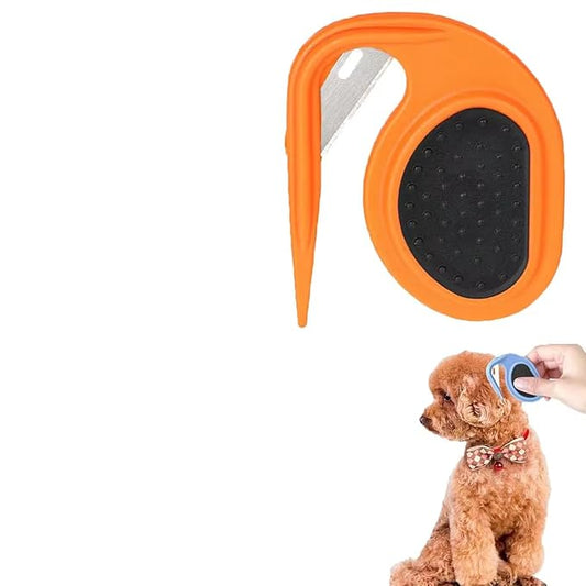 Grooming Knife for Long-Haired Pets - Remove Clumps Pet Knotting Massage Comb,3 In1 Multifunctional Dog Comb For Removing Tangled and Loose Hair (Orange, Medium)