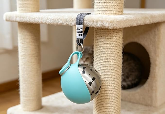 Dog Water Bottle Portable, 285ml Leakproof Stainless Steel Pet Water Dispenser with Lanyard, BPA-Free Spherical Travel Water Bowl for Small Medium Dogs, Outdoor Walking, Hiking,