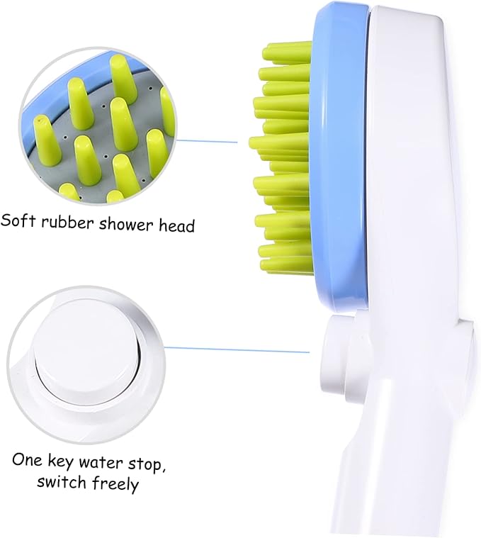 Milisten Portable Pet Shower Sprayer with Hose and Massage Brush for Dogs and Cats Durable Abs Material Suitable for Long Hair Easy Bathing and Grooming