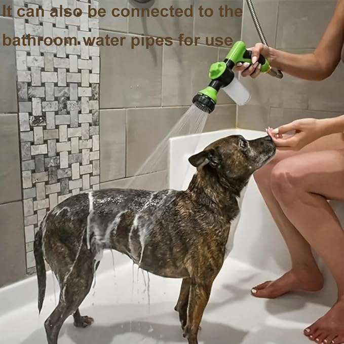 RUIFANDA Dog Wash Sprayer Outdoor with 8 Spray Modes, Soap & Shampoo Dispenser Dog Sprayer Hose Attachment, Pet Wash and Garden Hose Nozzle for Watering Plants, Car Wash, Showering Pet