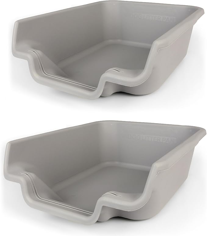 KittyGoHere Senior Cat Litter Box, Jumbo Litter pan, Open Top Low Entrance Kitty Litter Box, Lightweight Low Entry Litters Box, Durable, Made in USA (2 Pack - Misty Gray)