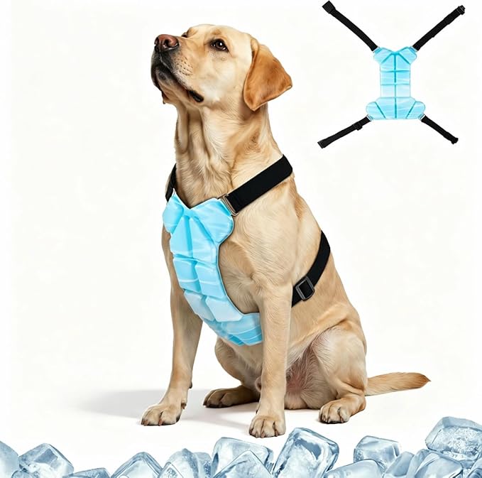 Cooling Vest, 30% Lighter Than Water Vests, Dry-Chill Lightweight Physical Gear (Prevents Over-Chilling), Adjustable Stretch Cords, dog cooling vest for Indoor Outdoor, Hot Weather, summer use(M)