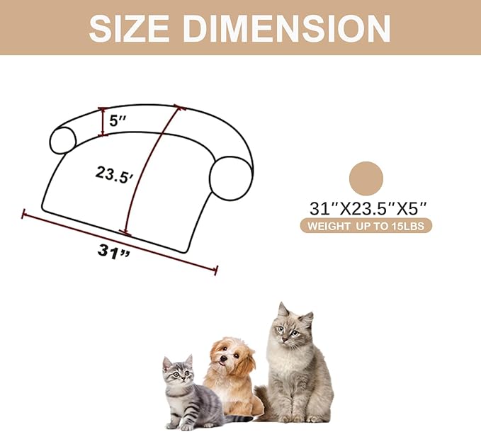 Luxurious Calming Dogs/Cats Bed Mats, Dog Pad Washable Removable Couch Cover, Plush Long Fur Mat for Pets, Waterproof Lining, Perfect for Small, Medium and Large Dogs and Cats (Beige, 31"x23")