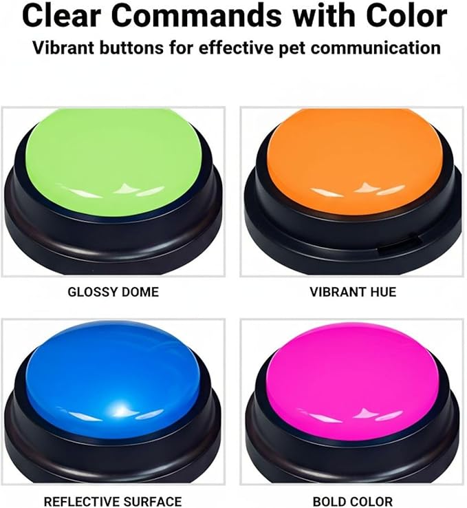 4 Pcs Dog Talking Buttons for Communication, Recordable Voice Command Pet Sound Button Box, Dog Training Talking Buttons with Easy One Button Recording, 3.1 in, 8 cm Pet Response Buzzers