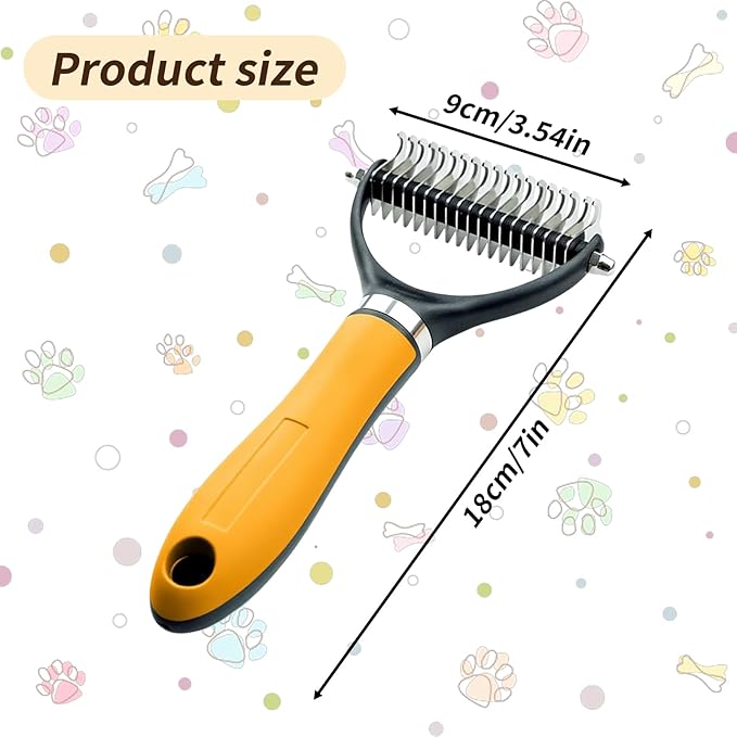 Deshedding Dog Brush for Shedding, 2026 New Multifunctional Double-Sided Pet Grooming Comb Tool, Undercoat Rake Pet Brush for Long Haired for Dogs & Cats (Orange)