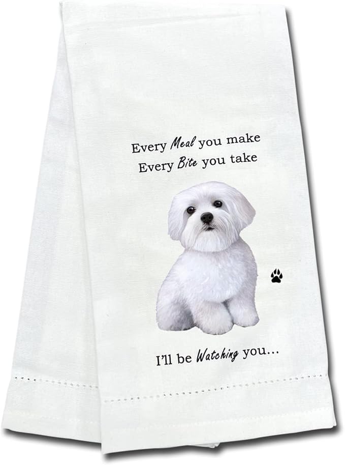 E&S Imports Maltese Kitchen Towels - Soft, Highly Absorbent - Maltese Gifts - Reusable - Quick Drying - 100% Natural Cotton