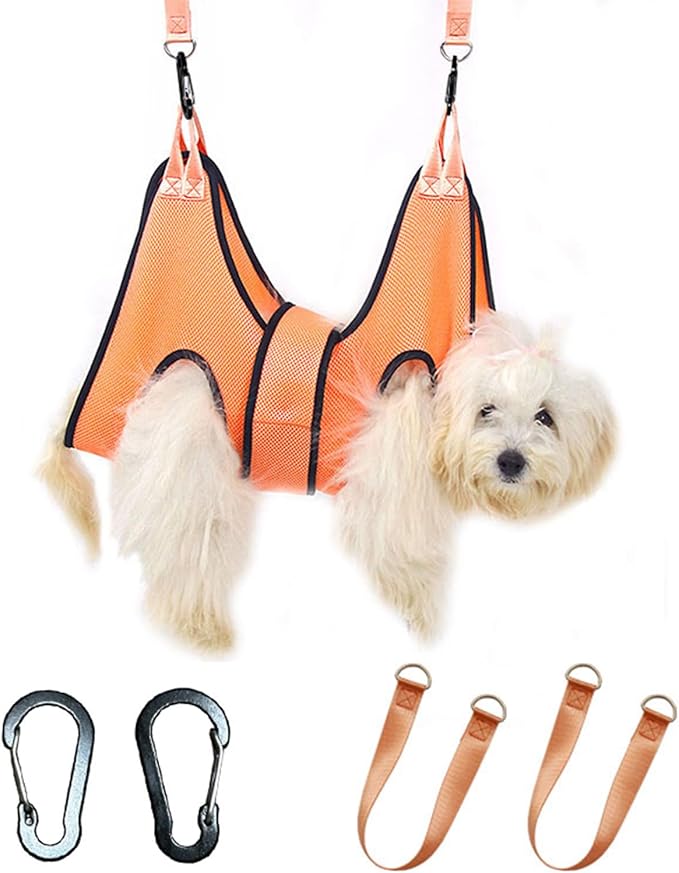 Pet Grooming Hammock – Dog Nail Care Sling, Grooming Restraint Harness | Comfortable Hanging Support, Durable Fabric Material, Safety Buckle Straps, Easy-to-Use Hammock for Home Grooming, Bath Time