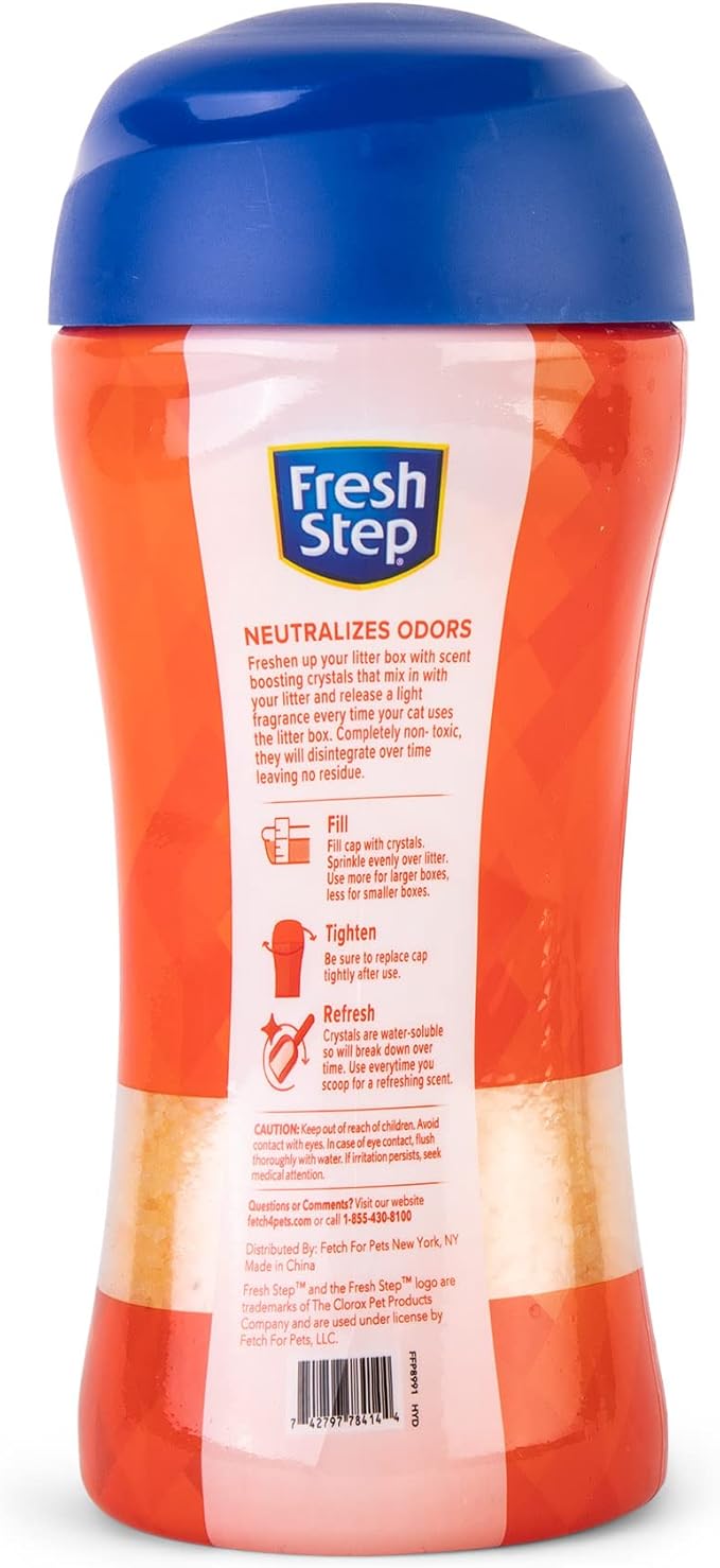 Fresh Step Cat Litter Crystals Deodorizer Non Toxic Odor Neutralizing Crystals for Litter Boxes Help Control Smells and Keep Home Fresh Summer Breeze Scent 15 Ounce 6 Pack Extended Supply