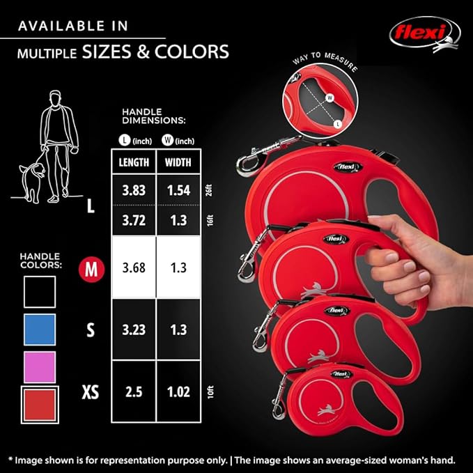 FLEXI Classic Tape Retractable Dog Leash for Medium-Sized Dogs Upto 55 lbs. – 16 ft., Red | Tangle Free Pet Walking Leash with One-Handed Brake, Pause, Lock|German Quality Product