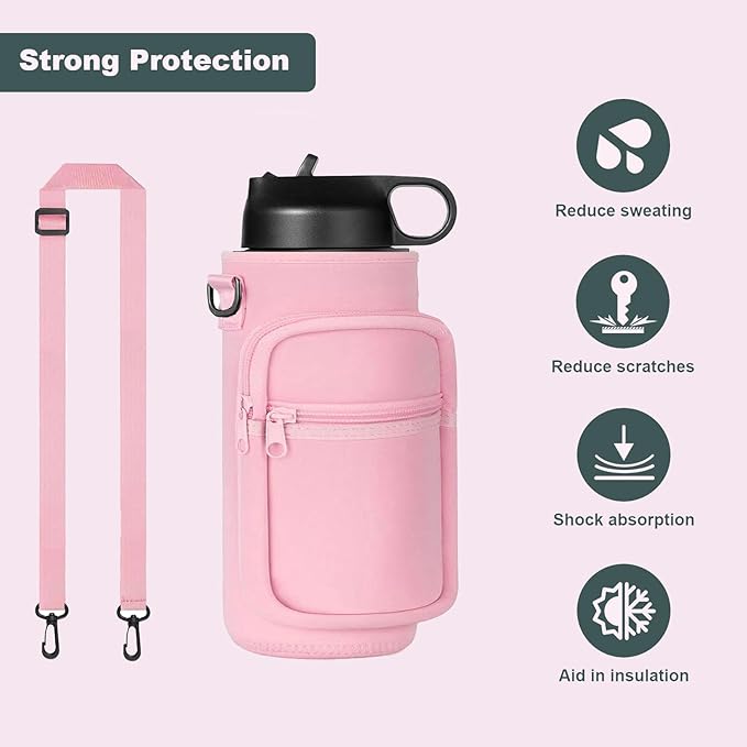 Water Bottle Holder with Strap, Insulated Crossbody Sling Bag, Carrier with Phone Pocket for Walking Hiking Camping Fishing