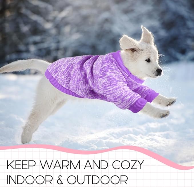 2 Pack Dog Sweaters for Small Dogs Girl Boy Winter Fleece Clothes Warm Soft Dog Sweatshirt Outfit for Dogs Cats Pet Apparel (Pink+Purple, XL (Back: 17.7",Chest: 22.8", 18-22Ibs))