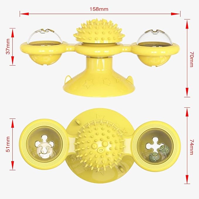 GBSYU Interactive Windmill Cat Toys with Catnip : Cat Toys for Indoor Cats Funny Kitten Toys with LED Light Ball Suction Cup‖Cat Nip Toy for Cat chew Exercise