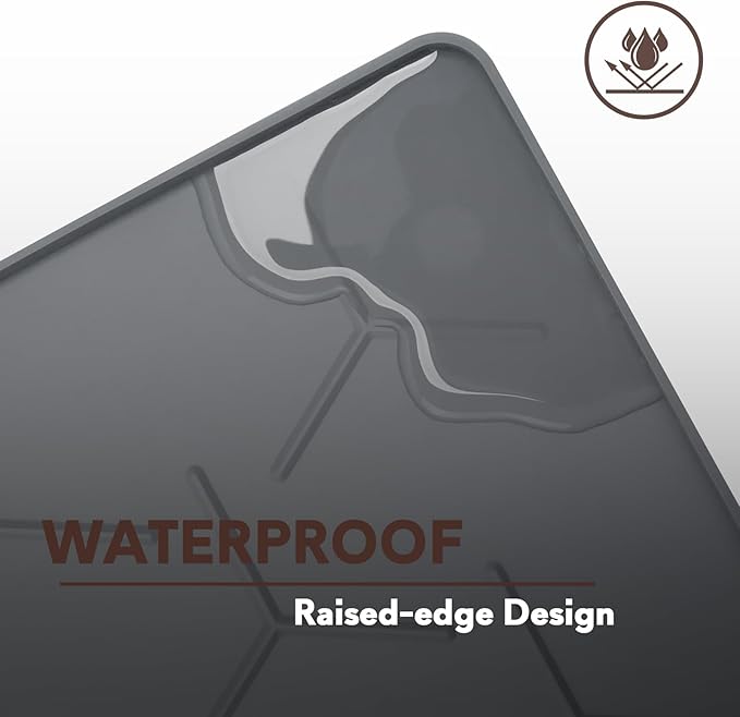 Garoopion Cat Litter Box Mat, Large 34.05×22.5 inch Cat Litter Mat, Waterproof Silicone Pad for Floor, Dark Gray