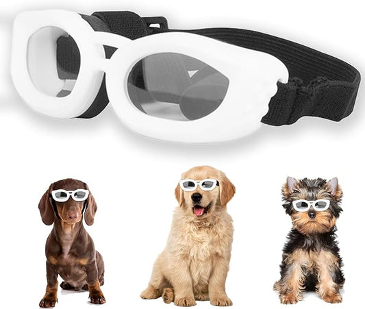 Dog Goggles Small Breed, UV/Wind/Dust/Fog Protection Pet Sunglasses with Adjustable Strap,Outdoor Dog Sunglasses for Small Dogs,Easy Wear